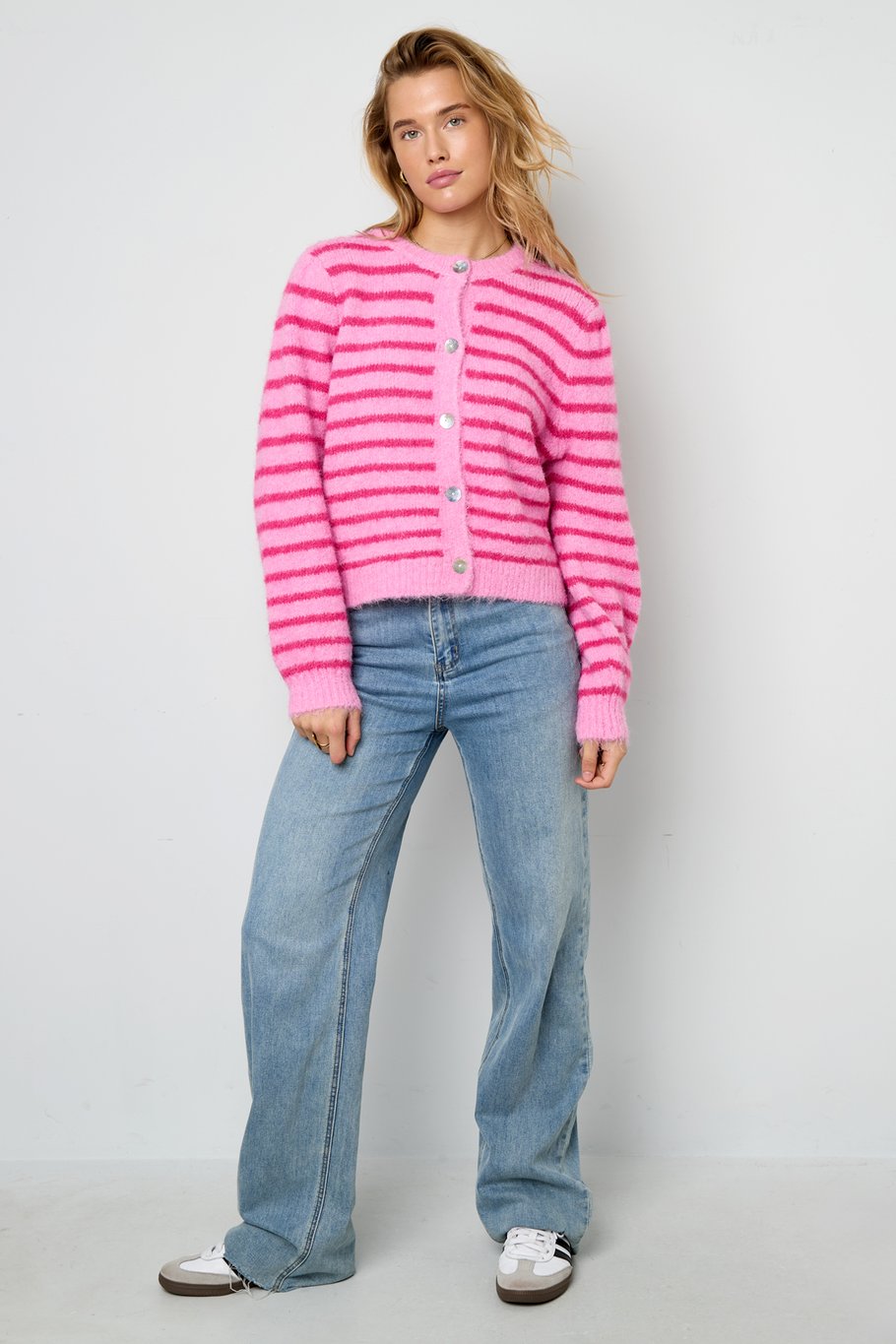 Polyester fiber (polyester) Knit cardigan Stripes Casual Fall/Winter Clothes h5Picture5